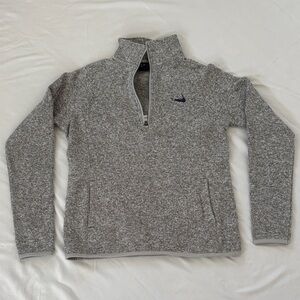 Fleece lined, fine knit gray Quarter-Zip Pullover